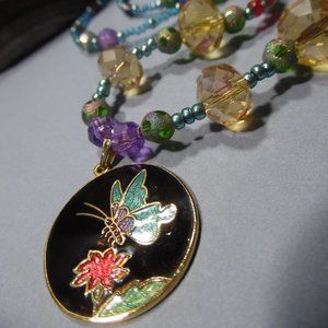 BLUE BUTTERFLY CHOKER/NECKLACE 18" NEW